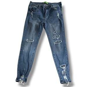 GOGO JEANS Women's Distressed Skinny Jeans Ripped Denim Size 11/30